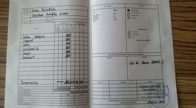 Şehit Eren’in karnesi duygulandırdı 3