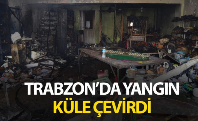 Trabzon'da hediyelik eşya dükkanı alevlere teslim oldu 1