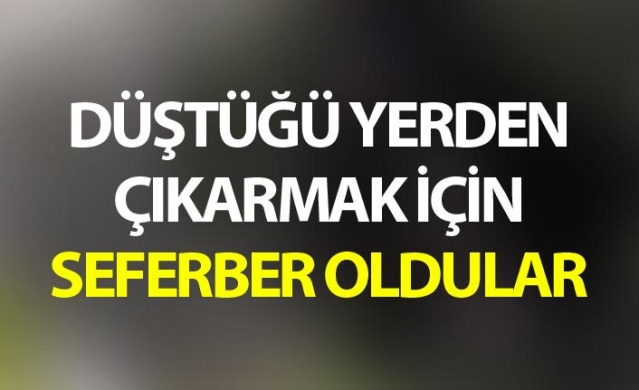 Düştüğü yerden çıkarmak için seferber oldular 1