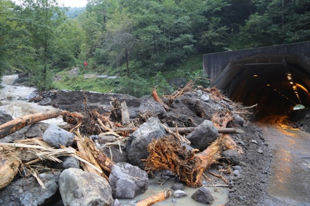 Borçka’da taşan dere tüneli kapattı 11