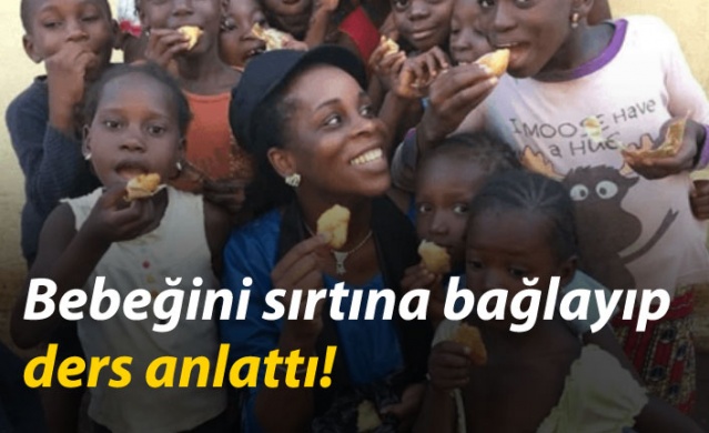 Bebeğini sırtına bağlayıp ders anlattı! 1