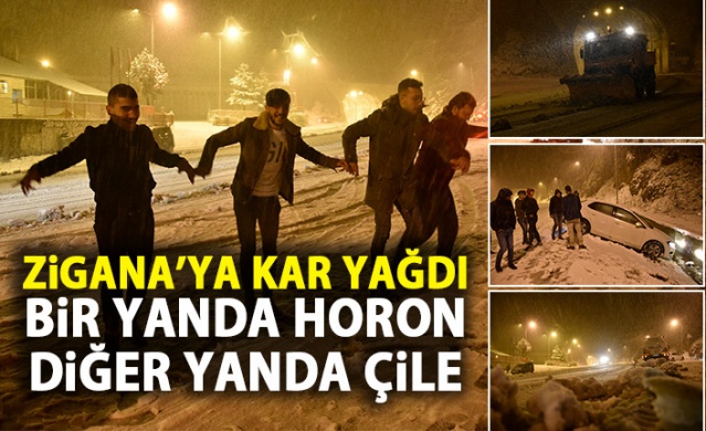 Zigana'da yağan kar sonrası kartopu savaşı! 1