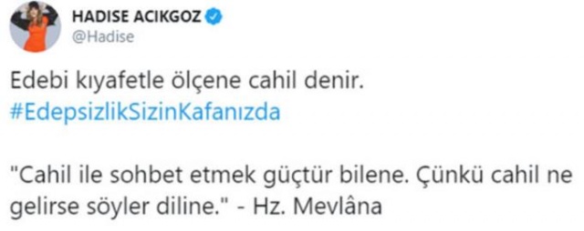 Hadise'den tepki "Edepsizlik sizin kafanızda" 3