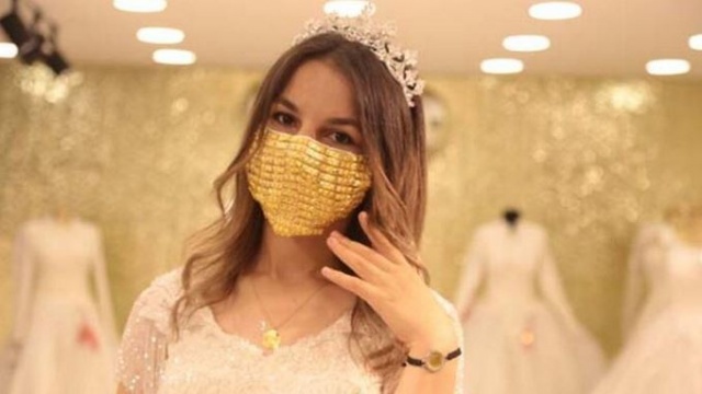 Altından gelin maskesi yaptılar 2