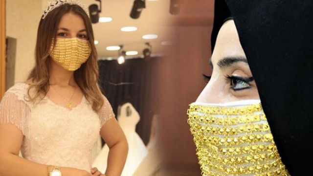 Altından gelin maskesi yaptılar 4