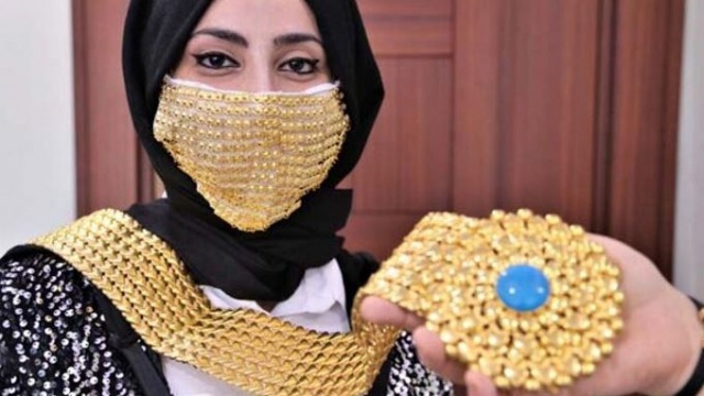 Altından gelin maskesi yaptılar 10