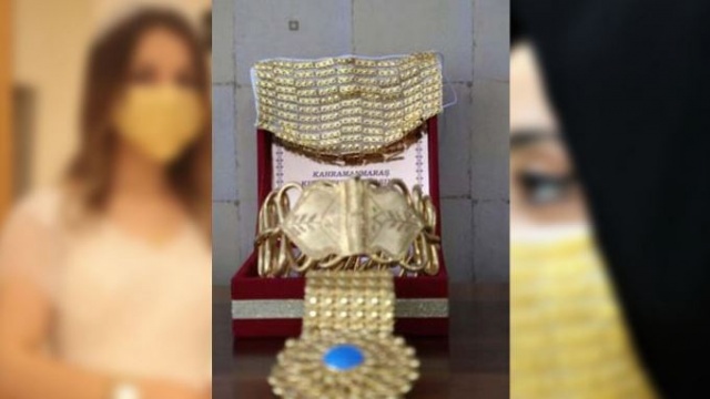 Altından gelin maskesi yaptılar 8