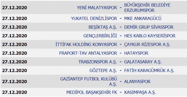 Süper Lig’de 2020-2021 sezonu fikstürü belli oldu 16