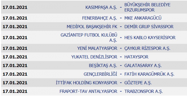Süper Lig’de 2020-2021 sezonu fikstürü belli oldu 20