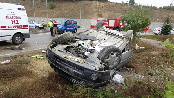 Samsun'da izin dönüşü kaza! 35 metre takla attı 2