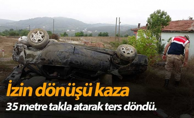 Samsun'da izin dönüşü kaza! 35 metre takla attı 1