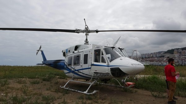 Trabzon'da dolgu alanına inen helikopter panik yarattı 3