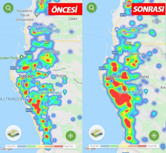 Trabzon’da koronavirüste son durum! Harita her şeyi anlatıyor 2