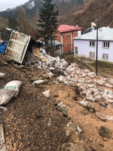 Trabzon'dan Giresun'a giden kamyon kaza yaptı 5