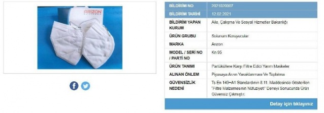 Bakanlık koronavirüsü geçiren maskelerin markalarını açıkladı 7