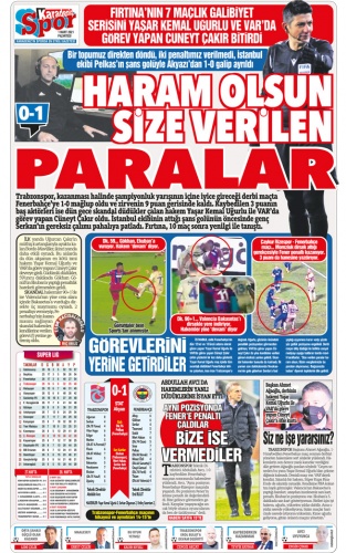 Trabzon Gazetelerinde hakemlere öfke hakim: Hırsız VAR 5