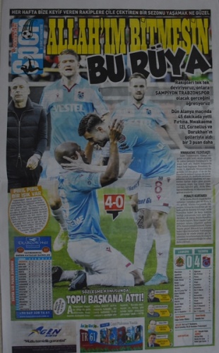 Trabzon yerel basınından "şampiyon" başlıkları "Yormayın bizi verin kupamızı" foto galeri 2