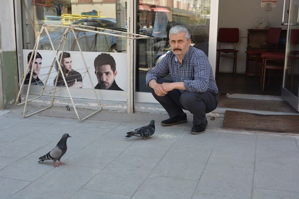Ordu’da berberin güvercinlerle dostluğu. Foto Haber 1