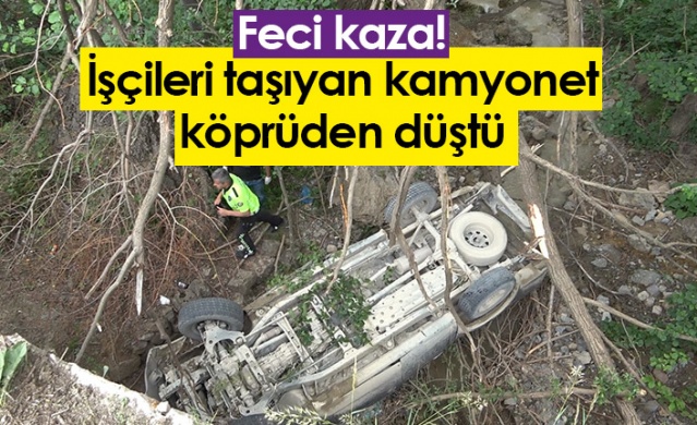 Gümüşhane’de işçileri taşıyan kamyonet köprüden düştü: 4 yaralı.21 Haziran 2022 Foto Haber 1