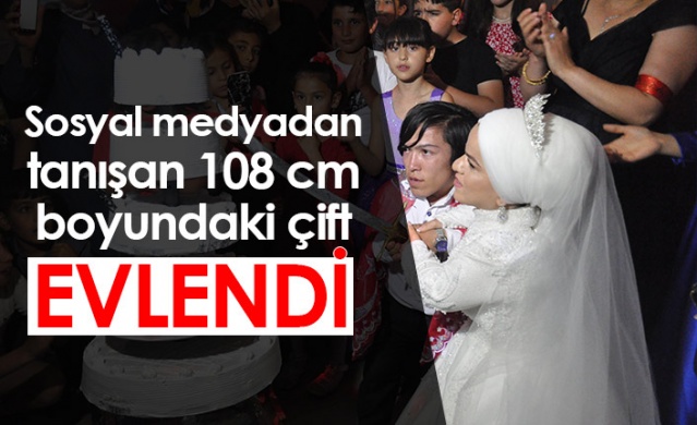 Sosyal medyadan tanışan 108 cm boyundaki çift evlendi 1