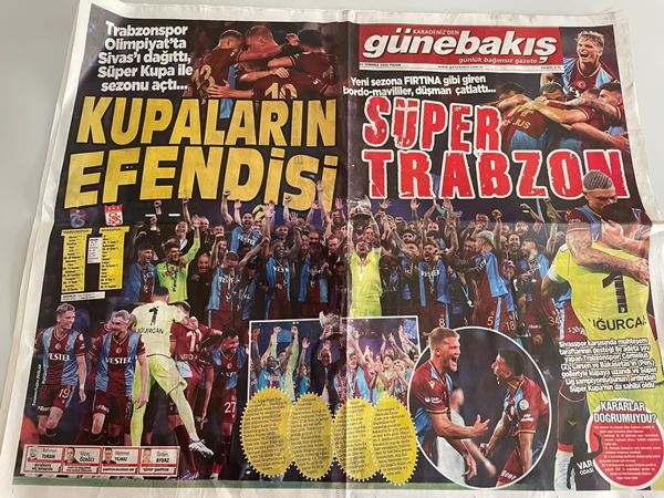 Trabzon basınından süper kupa manşetleri. Foto Haber 5