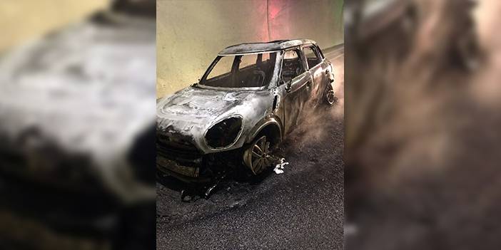 Otomobil yeni Zigana Tüneli'nde alev aldı 6