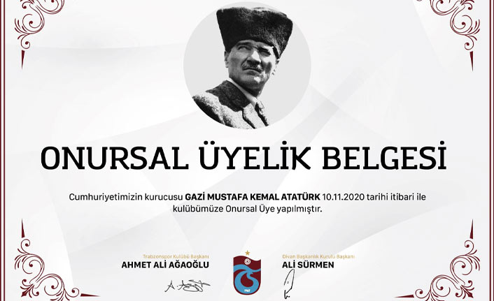 Trabzonspor Atatürk&#039;ü Onursal Üye yaptı