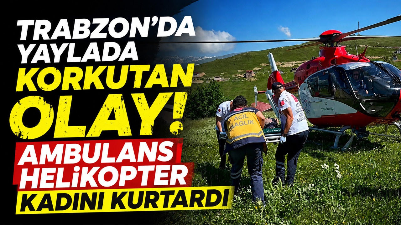 Trabzon'da yaylada korkutan olay! Ambulans helikopter kadını kurtardı