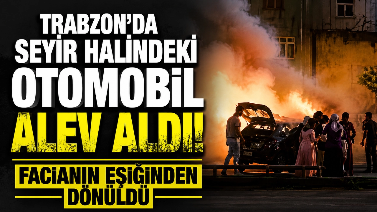 Trabzon'da seyir halindeki otomobil alev aldı! Facianın eşiğinden dönüldü