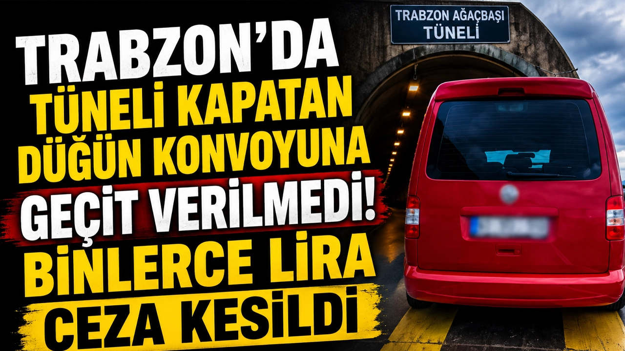 Trabzon'da tüneli kapatan düğün konvoyuna geçit verilmedi! Binlerce lira ceza kesildi