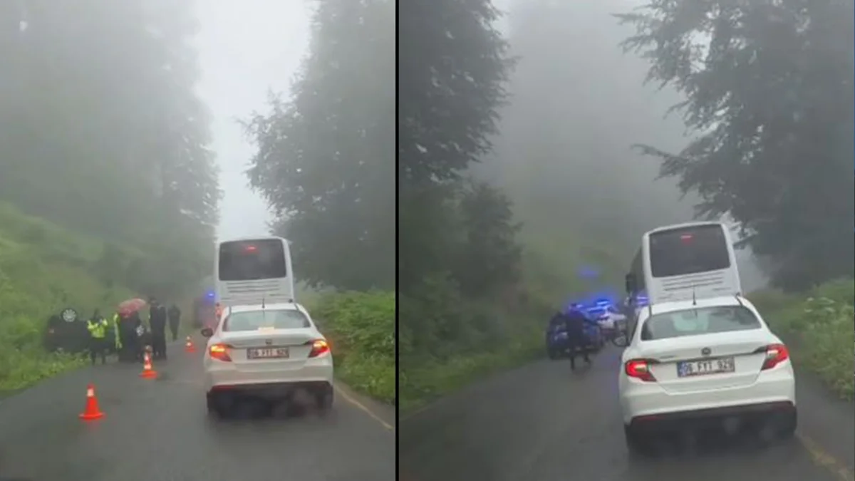 Trabzon Hıdırnebi Yaylası yolunda otomobil uçuruma yuvarlandı! 2 yaralı