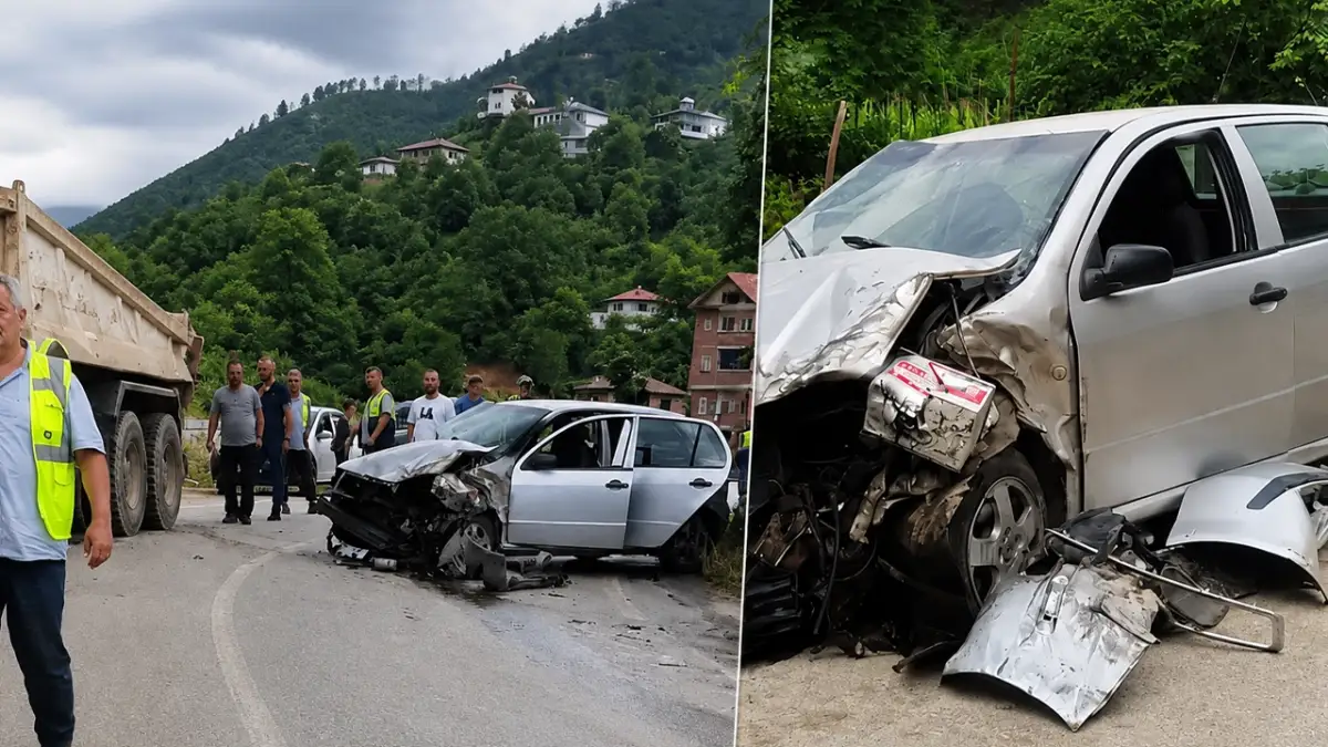 Trabzon'da otomobil ile kamyon çarpıştı! Yaralılar var