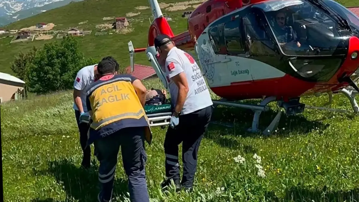Trabzon'da yaylada korkutan olay! Ambulans helikopter kadını kurtardı
