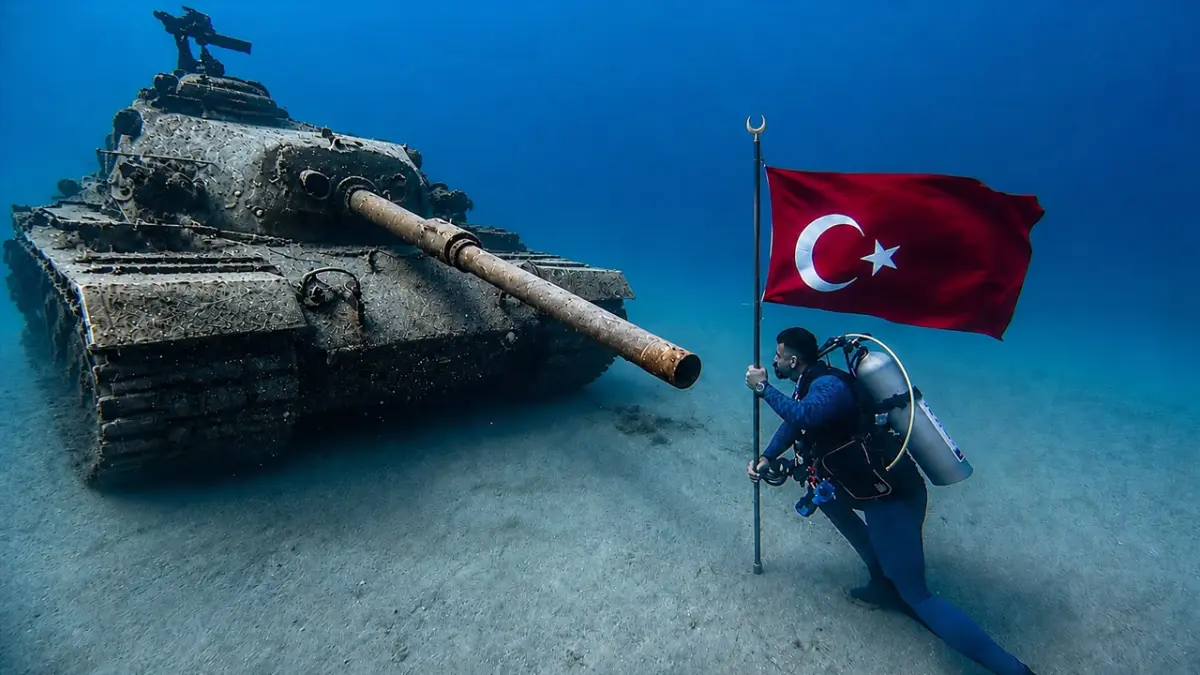 Trabzonlu TSSF Başkanı Kadir Sağlam’dan 15 Temmuz dalışı! Batık tankın karşısında Türk bayrağı açtı