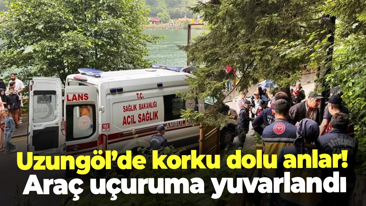 Uzungöl’de otomobil yamaçtan yuvarlandı! Yemenli çift yaralandı