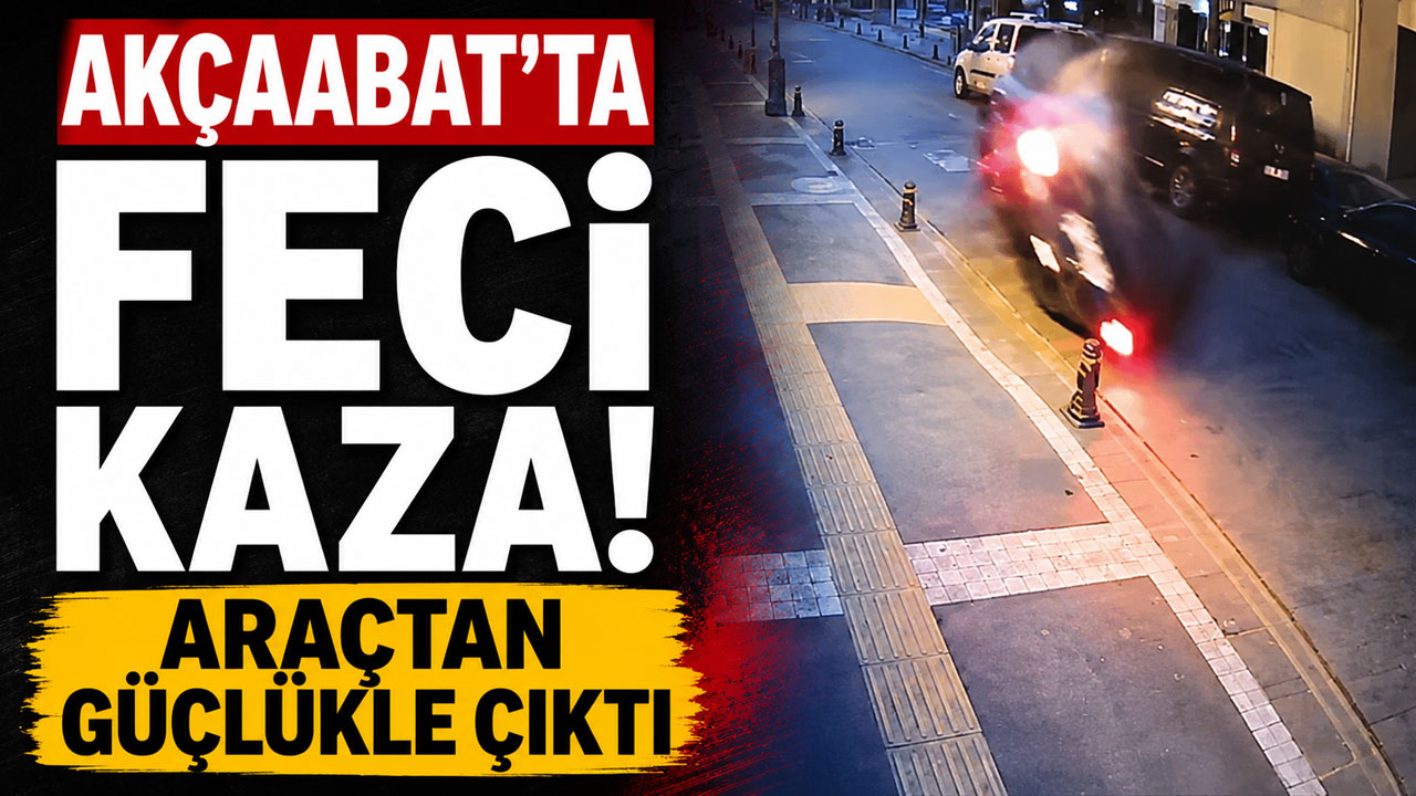Akçaabat’ta feci kaza: Araçtan güçlükle çıktı