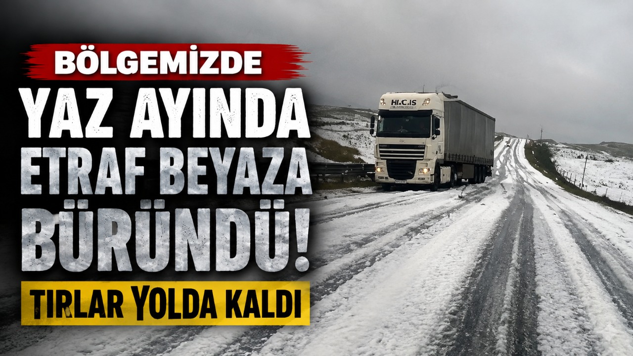 Bölgemizde yaz ayında etraf beyaza büründü! Tırlar yolda kaldı