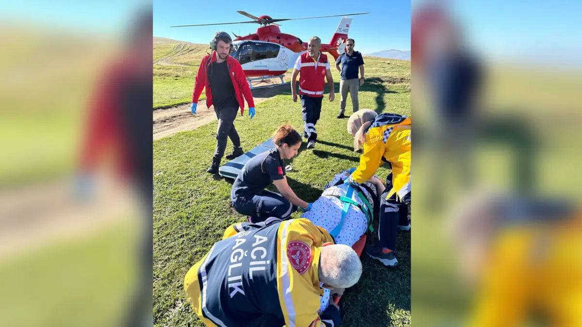 Çaykara’da yaralanan 78 yaşındaki kadın helikopter ambulansla hastaneye ulaştırıldı