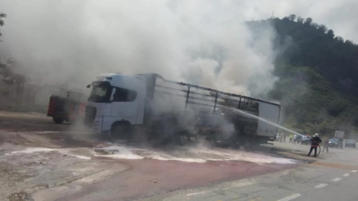 Karadeniz Sahil Yolu’nda tır alevlere teslim oldu