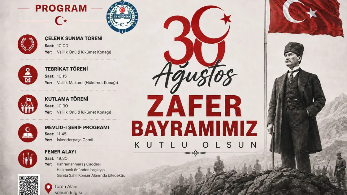 Trabzon’da 30 Ağustos Zafer Bayramı programı belli oldu
