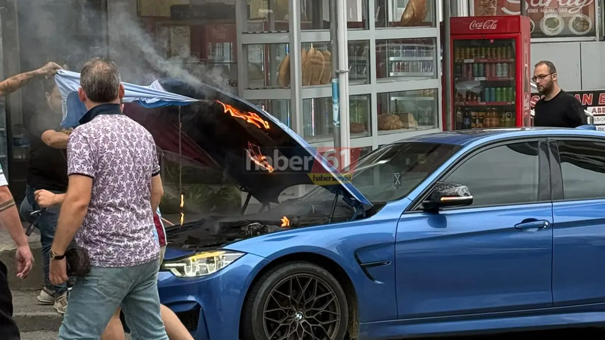 Trabzon’da korkutan anlar! Otomobil bir anda alevlere teslim oldu