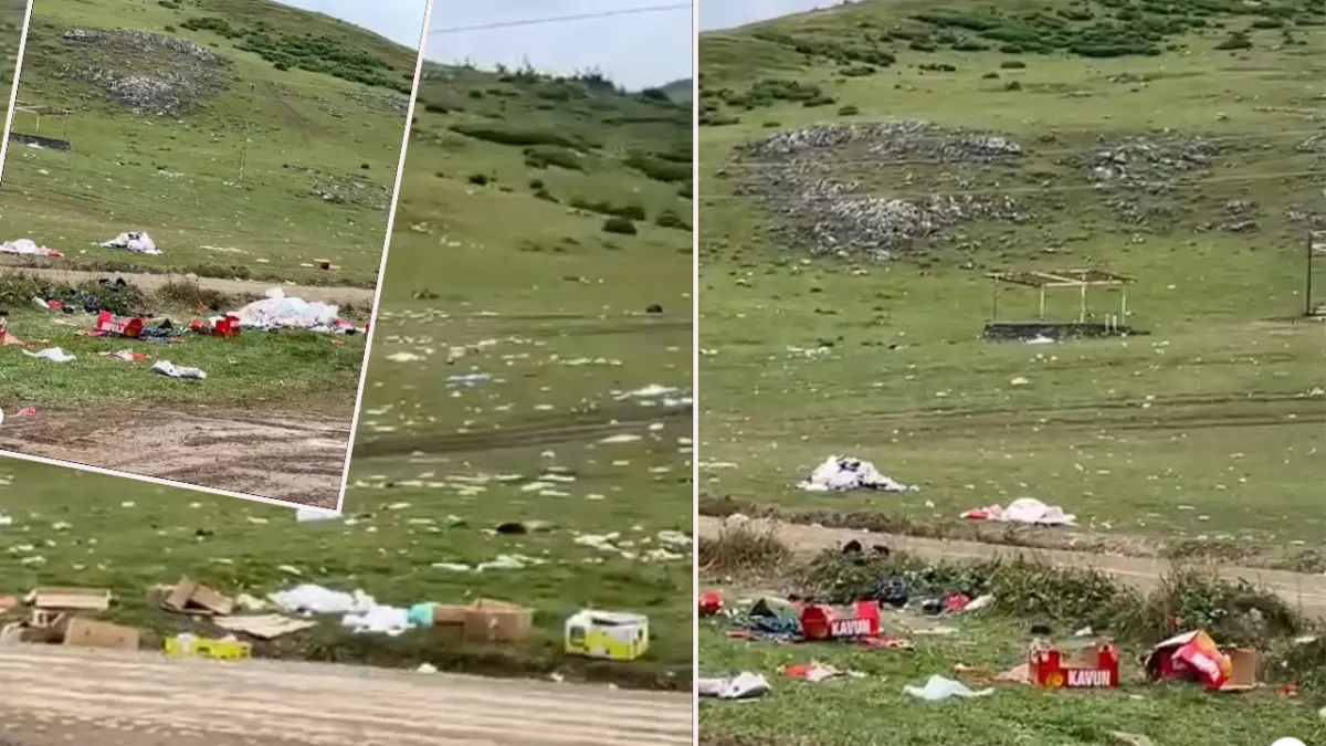 Trabzon'da tepki çeken görüntü! Şenlik bitti, çöpler kaldı