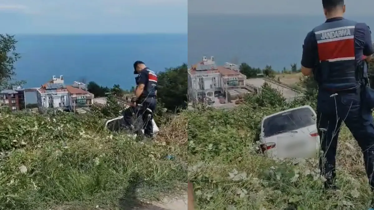 Trabzon’da vatandaşlar fark etti: Araç aşağı yuvarlanmış halde bulundu