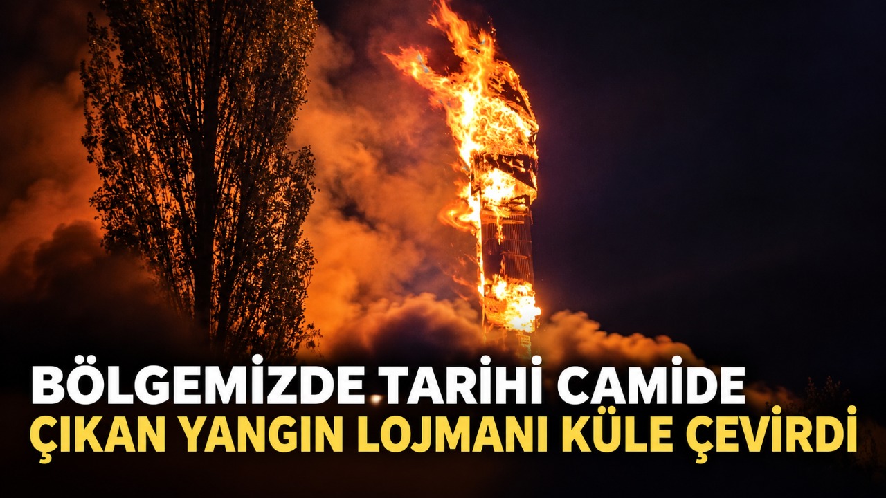 Bölgemizde tarihi camide çıkan yangın lojmanı küle çevirdi