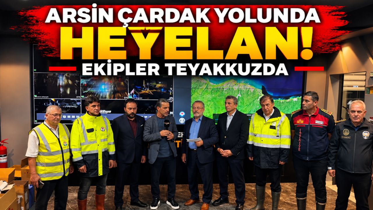 Arsin Çardak yolunda heyelan! Ekipler teyakkuzda