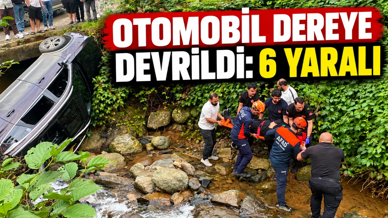 Rize’de otomobil dereye devrildi: 6 yaralı