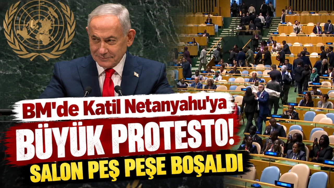 BM’de Katil Netanyahu’ya büyük protesto! Salon peş peşe boşaldı