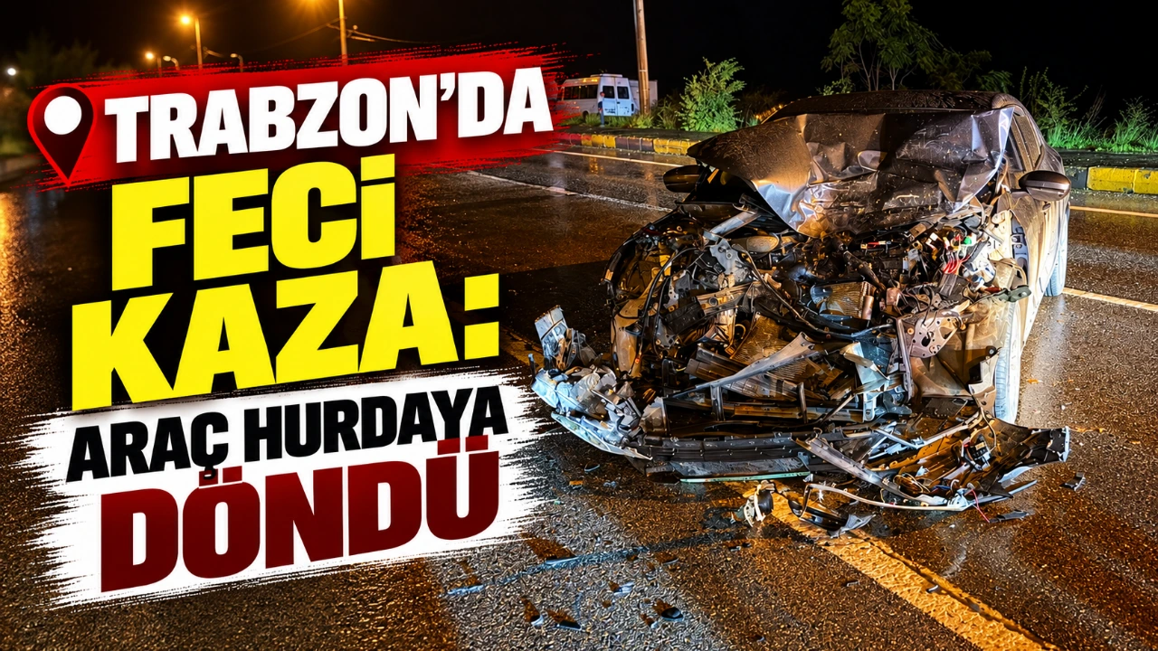 Trabzon’da feci kaza: Araç hurdaya döndü