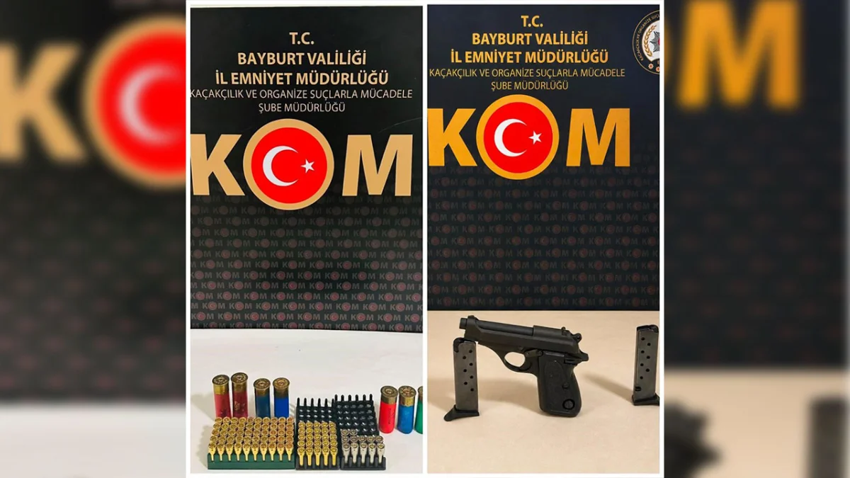 Bayburt’ta 3 şüpheli yakalandı, tabanca ve 94 fişek ele geçirildi