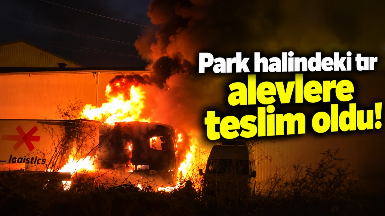 Park halindeki tır alevlere teslim oldu